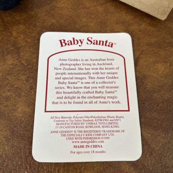 Vintage 1999 Anne Geddes African black Baby Santa Claus Doll Unimax 9" Christmas - Picture 4 of 15